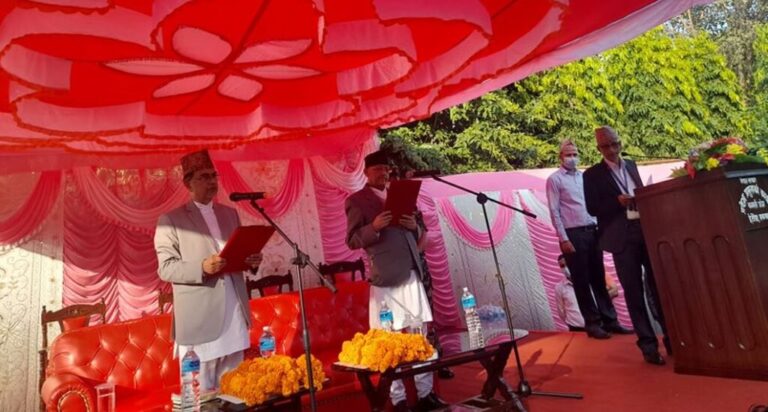 वाग्मती प्रदेशः मुख्यमन्त्री राजेन्द्र पाण्डेले लिए सपथ, चार सदस्यीय मन्त्रिपरिषद् पनि गठन