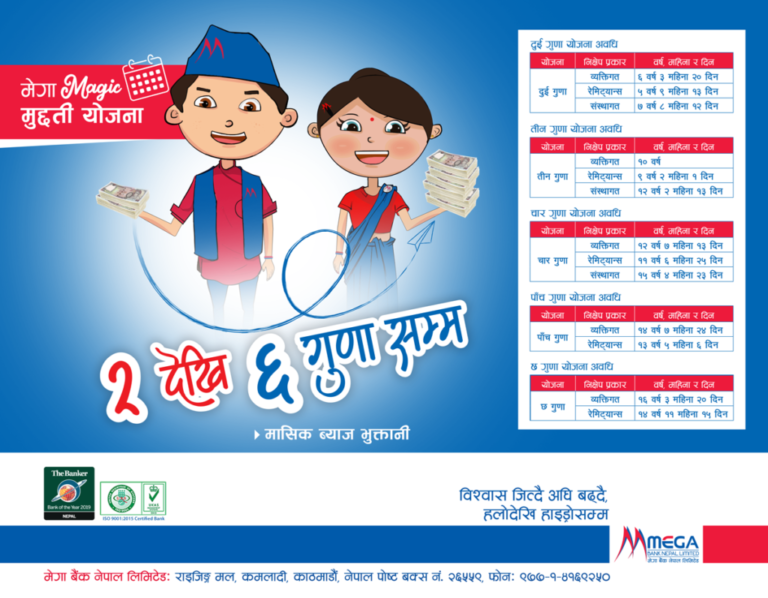 मेगा बैंकले ल्यायो ६ गुणासम्म प्रतिफल दिने ‘मेगा म्याजिक मुद्दती योजना’