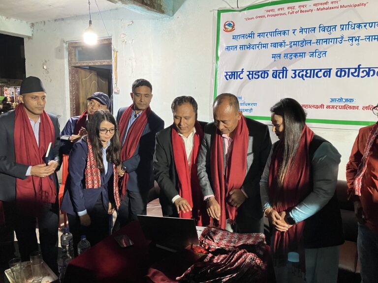 ललितपुरको ग्वार्को-लामाटार सडकमा स्मार्ट बत्ती जडान