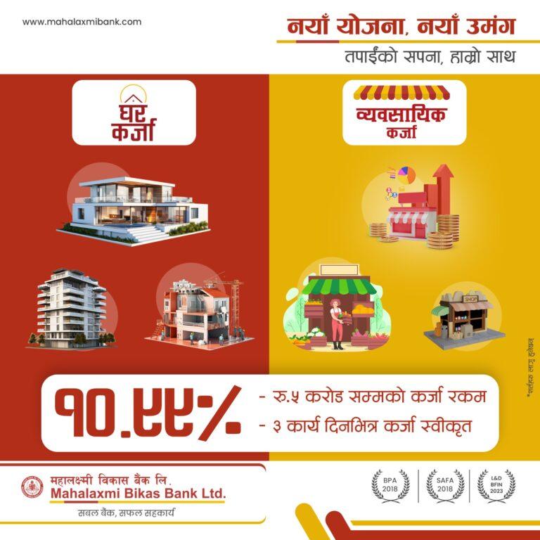 महालक्ष्मी विकास बैंकले ल्यायो नयाँ कर्जा योजना, ब्याजदर कति ?