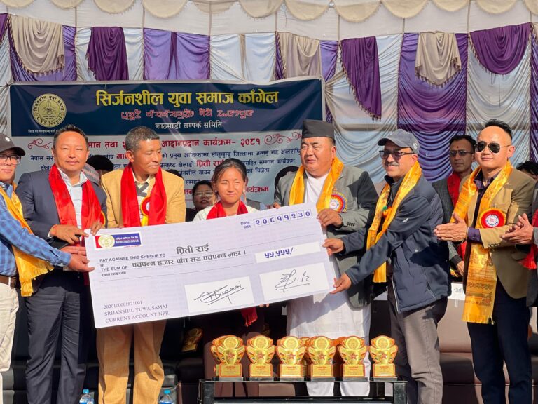प्रिती राई  र कुमार प्रयास सम्मानित