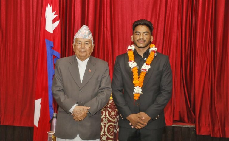 खेलाडीको भविष्य खेल क्षेत्रमै सुनिश्चित गर्न सरकार गम्भीर बनोस् : राष्ट्रपति पौडेल