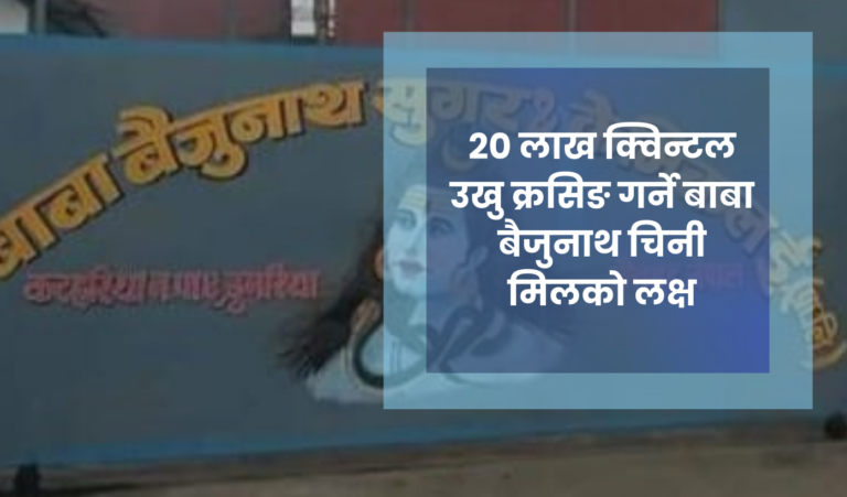 २० लाख क्विन्टल उखु क्रसिङ गर्ने बाबा बैजुनाथ चिनी मिलकाे लक्ष