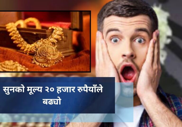 सुनको मूल्य २० हजार रुपैयाँले बढ्याे