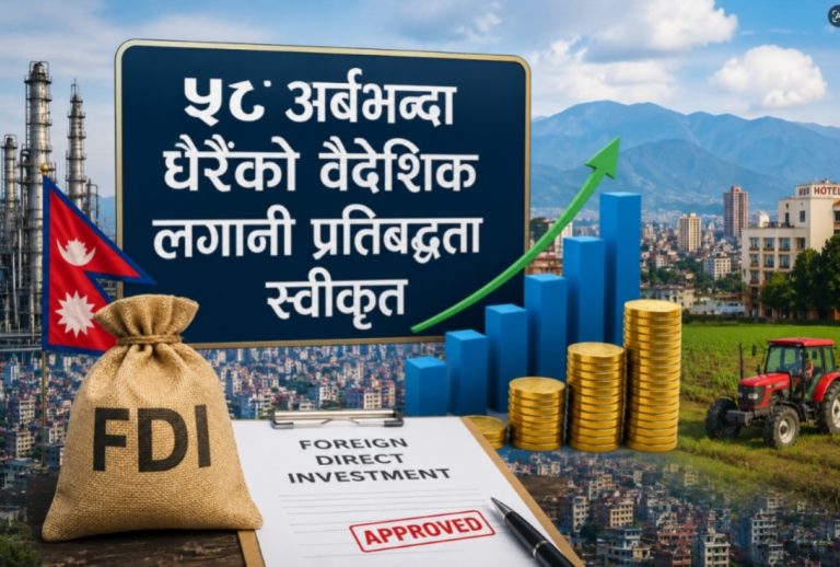 स्वीकृत भयाे ५८ अर्बभन्दा धेरैको वैदेशिक लगानी प्रतिबद्धता